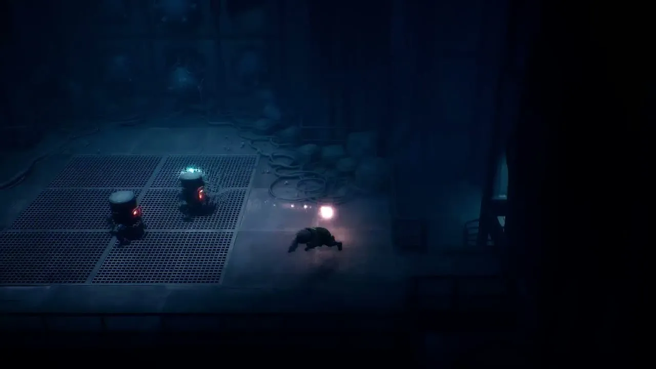 Cel fighting husk creatures across a gridded floor seen from above